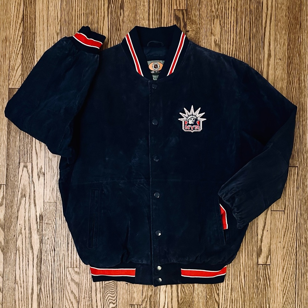 Vintage 90’s New York Rangers Leather/Suede Official NHL Varsity Hockey Jacket